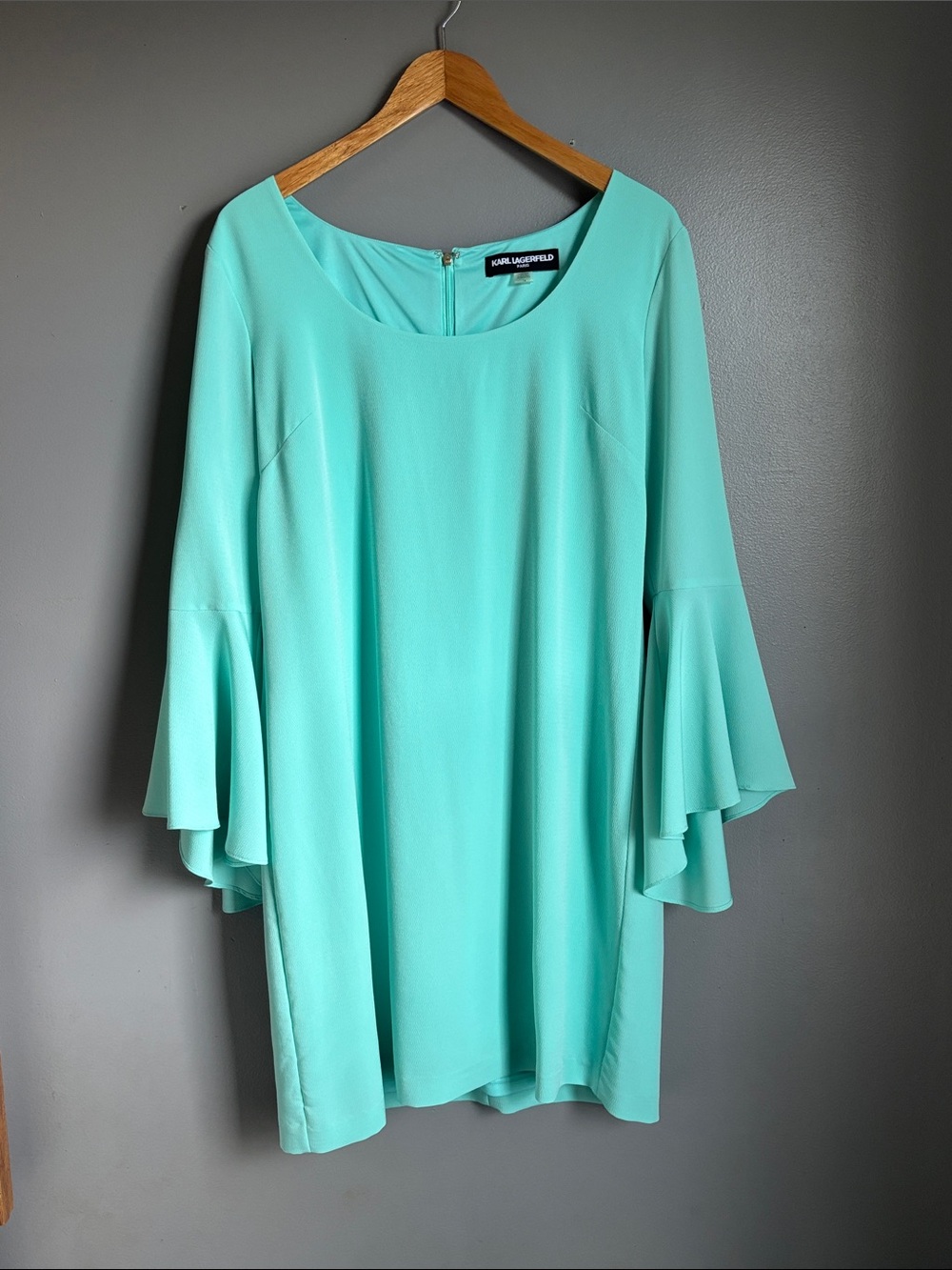 Karl Lagerfeld Aqua Bell Sleeve Shift Dress * sz 14 *